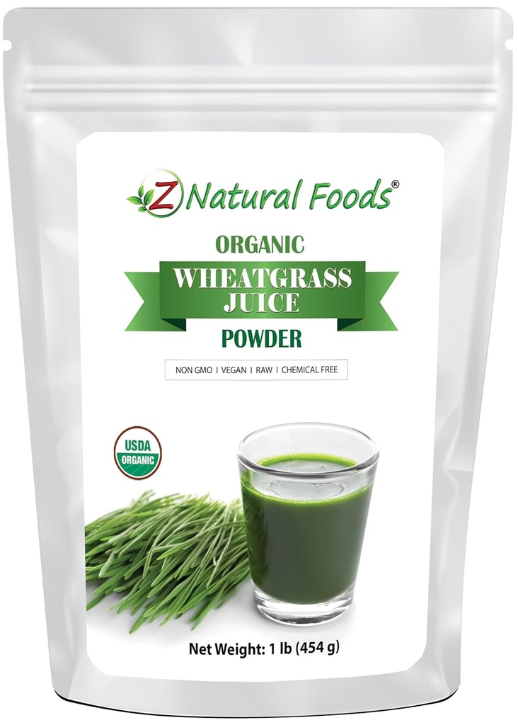 Z Naturlige fødevarer Økologisk hvedegræs Juice Powder - Superfood til sund aldring og fordøjelse - Non-GMO, Vegan, Kosher - Perfekt til safter, Yogurts & Smoothies - Wheatgrass Juice Powder Bliss, 1 LB