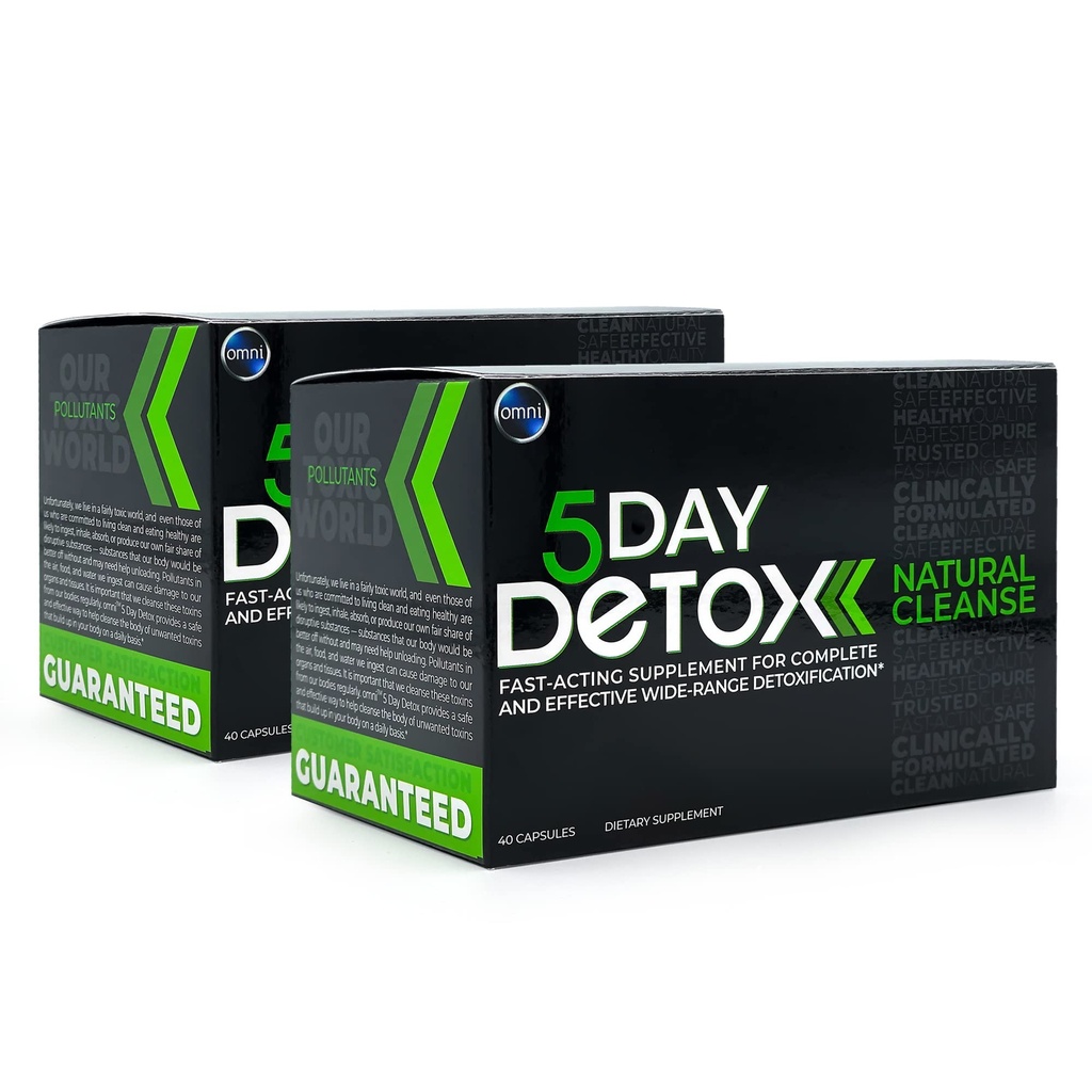Wellgenix Omni 5 dag Detox Rengøring - Premium Natural Body Detox Supplement, 40 kapsler til toksin fjernelse, Total Body Udrensning, Understøtter sund lever, Nyrer, Urinære Tract, og fordøjelsessystemet