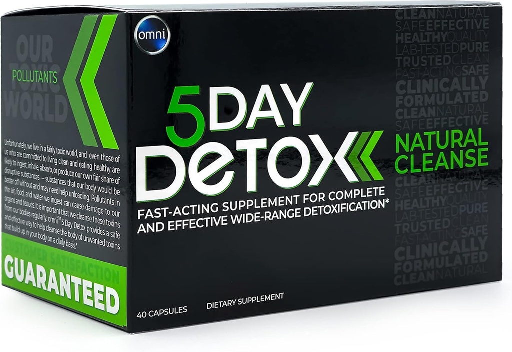 Wellgenix Omni 5 dag Detox Rengøring - Premium Natural Body Detox Supplement, 40 kapsler til toksin fjernelse, Total Body Udrensning, Understøtter sund lever, Nyrer, Urinære Tract, og fordøjelsessystemet