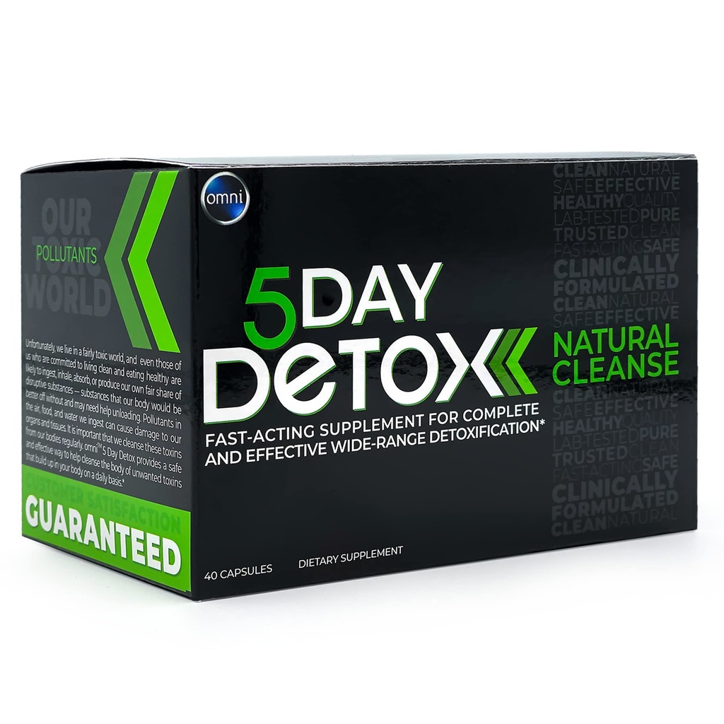 Wellgenix Omni 5 dag Detox Rengøring - Premium Natural Body Detox Supplement, 40 kapsler til toksin fjernelse, Total Body Udrensning, Understøtter sund lever, Nyrer, Urinære Tract, og fordøjelsessystemet