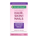 Naturens Bounty Advanced Hår, Hud & Nails, Argan- Infunded Vitamin tillæg med biotin og hyaluronsyre, 150 Rapid Release Softels, 50 Total Servering