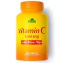 ALFA VITAMINS C-vitamin med Rose HIPS med 1000 mg C-vitamin per servering - Antioxidant & immunforsvar + understøtter sund hud og joints - ikke GMO, Vegan, Gluten Free, Dairy Free - 100 Tabletter