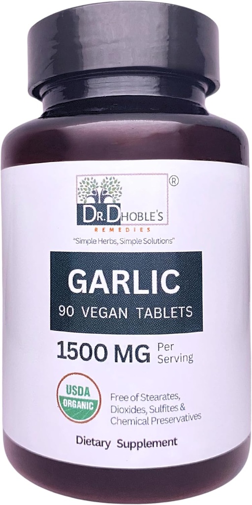 USDA Organic hvidløg Tablets Lavet naturligt med naturlige urter, Ingen tilsætningsstoffer, 1500 Mg / Servering, Non- GMO, Gluten- Free 90 Vegan piller til mænd og kvinder