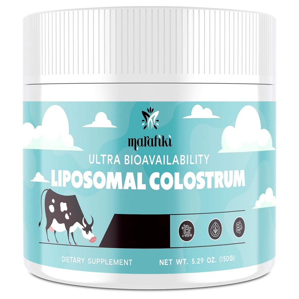 Marafiki Liposomal Bovine Colostrum Supplement - Græs Fed Colostrum Powder - Høj Biotilgængelighed, Let at blande (60 Servere)