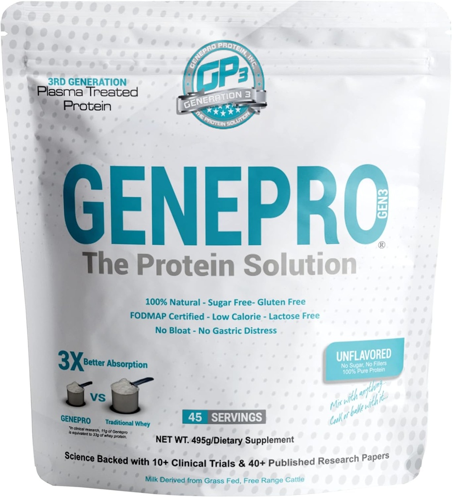 Unflavored Protein Powder - New Formel - Lactose- Free, Gluten- Free, & Non- GMO Whey Isolate Supplement Shake (3. generation, 45 Servere)