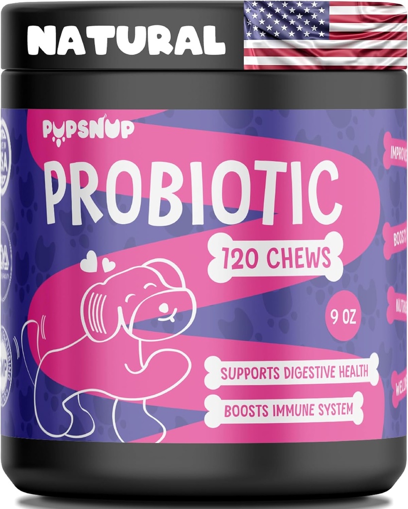 PupSnap - Probiotika til hunde - Support Gut Sundhed, fordøjelsessygdomme og øger immunsystemet - Pumpkin og Papaya Powder- 120 Soft Chews- Made in USA