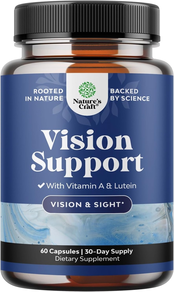 Komplet Eye Health supplement for voksne - Lutein 20mg Per Serving Eye Vitamin til Vision tørre øjne tryk og blå lys beskyttelse - Eye supplement for voksne med Beta Caroten for øjne