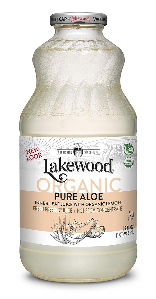 Lakewood Organic Pure Aloe Inner Leaf, Frisk presset, 32 Fl Oz, pakke med 6