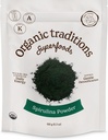 Organic Traditions Organic Spirulina Powder Vegan Non- GMO Superfood, 5.3oz (150g) Bag, 50 Servere per pose