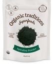 Organic Traditions Organic Spirulina Powder Vegan Non- GMO Superfood, 5.3oz (150g) Bag, 50 Servere per pose