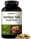 NatureBell Turkey Tail Mushroom Capsules 15,000mg Per Serving, 240 Greve Note 124; 25: 1 Fruiting Body & Mycelium Extract - Immun & Brain Health Mushrooms Supplement.