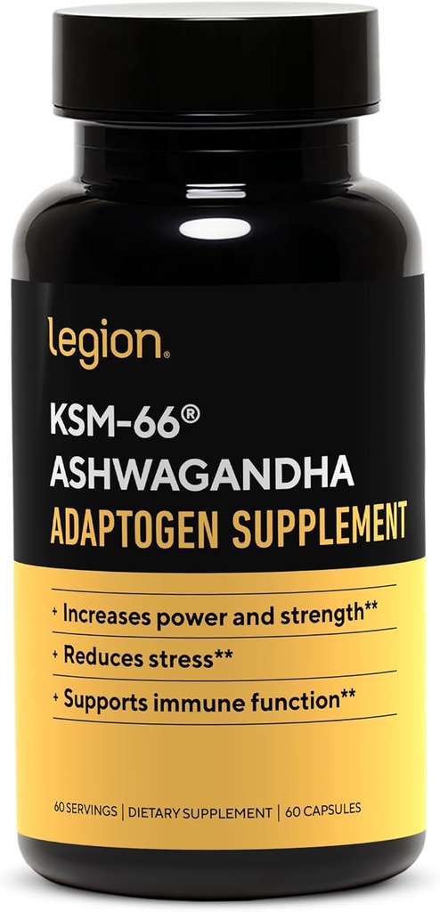 LEGION KSM- 66 ® Ashwagandha Root Extract - Ashwagandha Root Powder supplement til at forbedre din mad, søvn & atletisk ydeevne - Ekstra styrke Ashwagandha Root Extract (60 Servere)