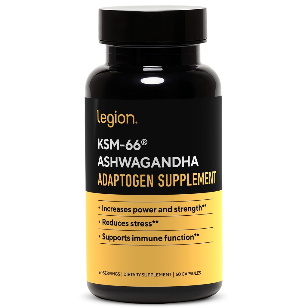 LEGION KSM-66® Ashwagandha Root Extract - Ashwagandha Root Powder Supplement to Improve Your Mood, Sleep & Athletic Performance - Extra Strength Ashwagandha Root Extract (60 Servings)