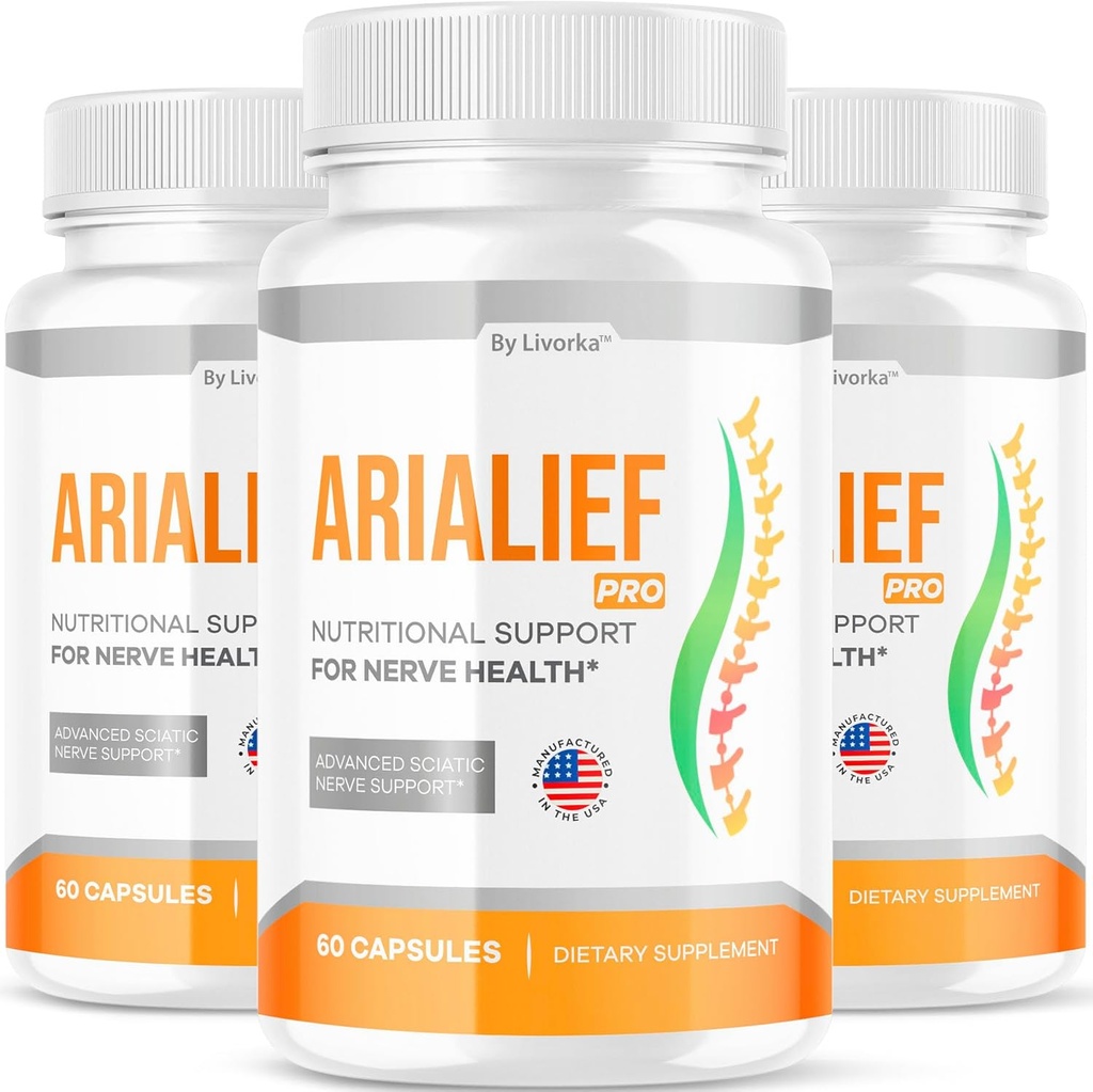 LIVORDA (3 Pack) Arialief Pro Kapsler til Sciatica, Arialeaf Nutritional Support til Nerve Sundhed, Arialeaf Prime Palm Sciatica, Aria Leaf Primepalm Aria LiEF Vitamin, 3 Måneder