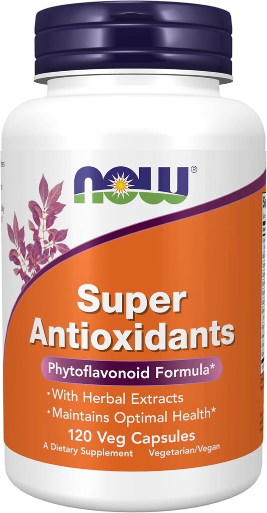 NOW Supplements, Super Antioxidants with Herbal Extracts and a Broad Spectrum of Flavonoids for Immune Support, 120 Veg Capsules