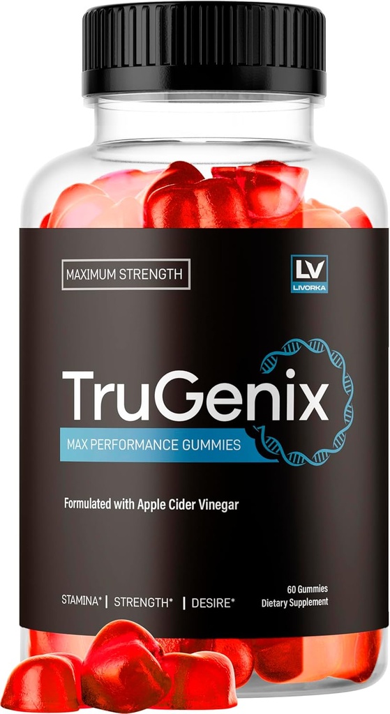 TruGenix Gummies, TruGenix Gummies for Mænd, Official TruGenix Gummies Advanced Formel, TruGenix ACV Gummies, TruGenix Support Gummies, Premium Formel, 60 Gummies for 1 Måned