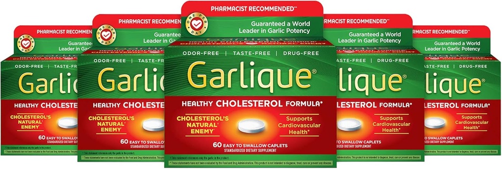 Garlique Sund Kolesterol Formel med 5000 mcg Allicin, 60 Enteric Coated Caplets (pakke med 5)