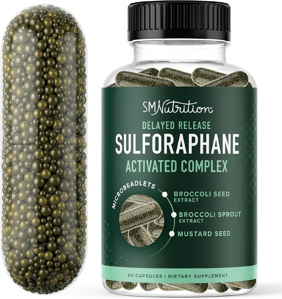 50MG Sulforaphane Supplement from Broccoli Sprouts | NRF2 Activation, Cellular Health & Immune Support | Glucoraphanin, Myrosinase & Antioxidants | Third-Party Tested | 60 Broccoli Seed Microbeadlets