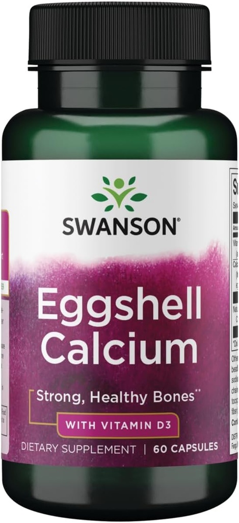 Swanson Eggshell Calcium med D-3-vitamin 60 kapsler