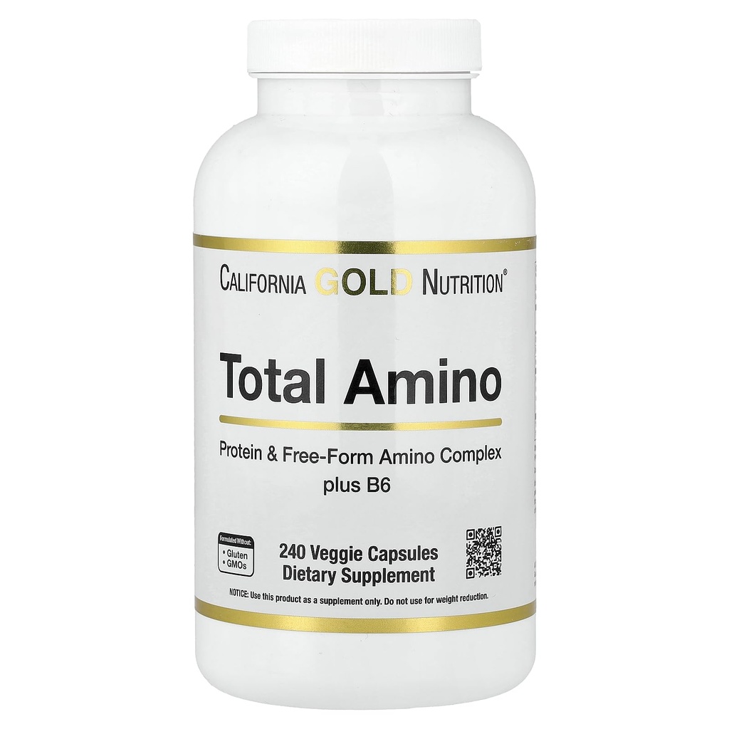 California Gold Nutrition Total Amino med vitamin B- 6, og 20 Aminosyre Blend, 240 Veggie kapsler