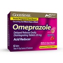 GoodSense Omeprazol Forsinket udgivelse Oralt opløses tabletter 20 mg, Jordbær flavor, Opløs tabletter, Treatings Hyppig hjerterytme, Syre Reducer, Heartburn Medicin, 42 tabletter