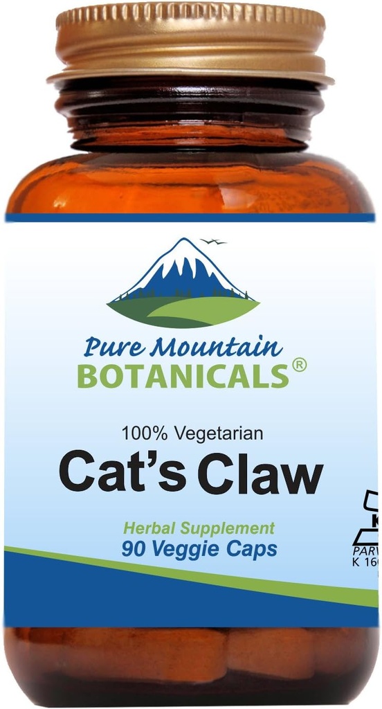 Pure Mountain Botanicals Cat 's Claw Capsules - 90 Kosher Vegan Caps med 1000mg Peruvian Cats Claw Uncaria Tomentosa Herbal supplement