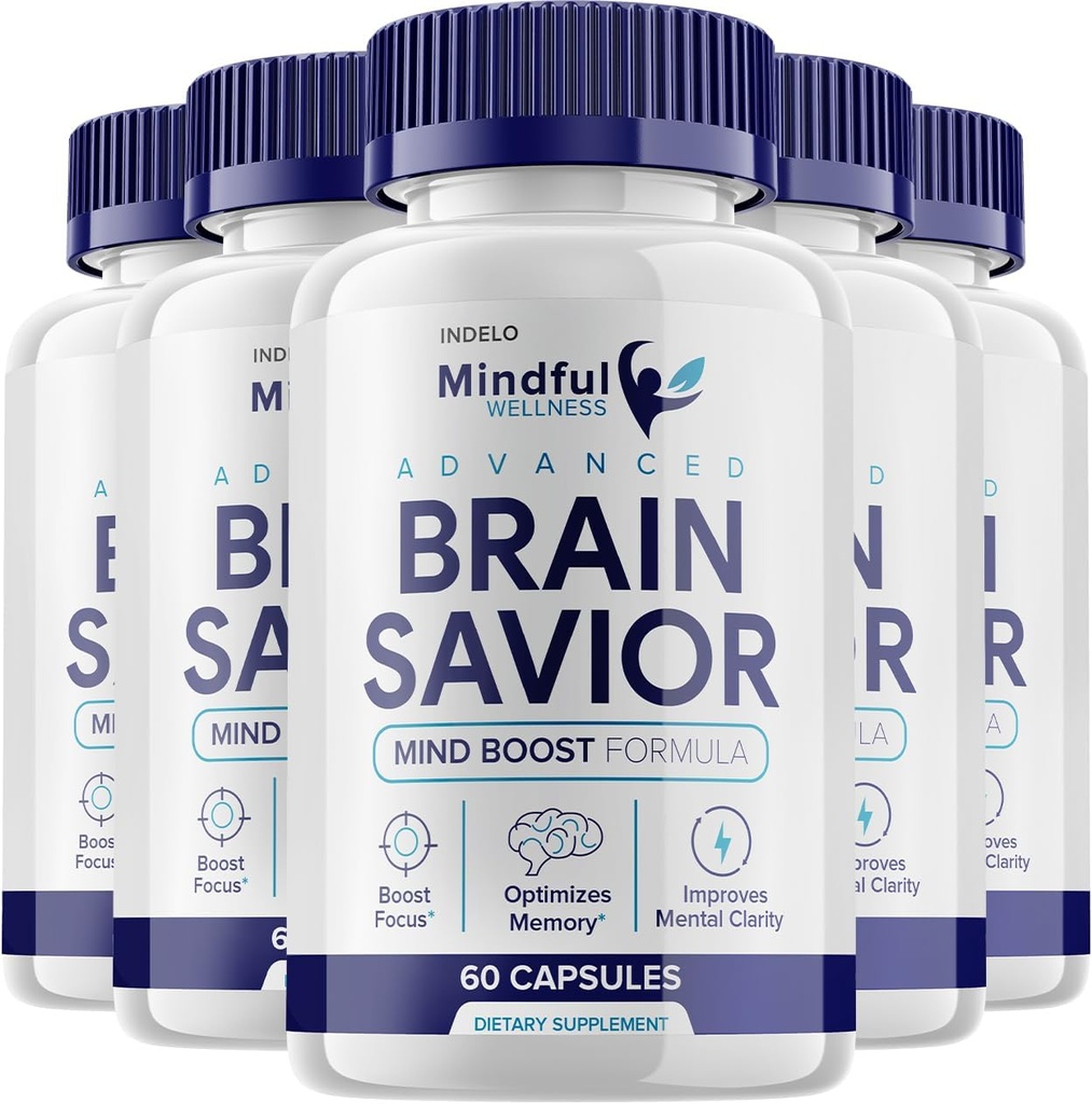 (5 Pack) Mindful Wellness Advanced Brain Savior Capsules Pills, Brain Savior Mind Boost Supplement for kognition og fokus, Brain Savior Anmeldelser, Mindful Wellness Brain Pills Supplement (300 Capsules)