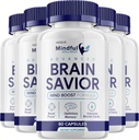 (5 Pack) Mindful Wellness Advanced Brain Savior Capsules Pills, Brain Savior Mind Boost Supplement for kognition og fokus, Brain Savior Anmeldelser, Mindful Wellness Brain Pills Supplement (300 Capsules)