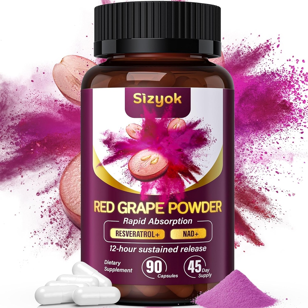 Piceid Resveratrol Supplement og NAD + Cell Regenerator, Ultra High Renhed & Biotilgængelig, Support Heart Health, Blood Flow, Cellular Energy Production & Metabolisme, Red Grape Powder, 45 Day Supply-119