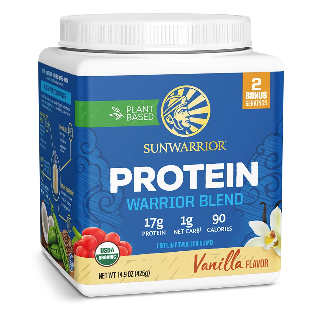 Organic Plant Based Protein Powder 124; Vegan Organic Protein Powder Vanilla Flavored with BCAA Aminoacids & Hemp Seed Pea Blend Budd124; Non- GMO Soy Dairy Filler & Gluten Free (Vanilla, 17 Servere)