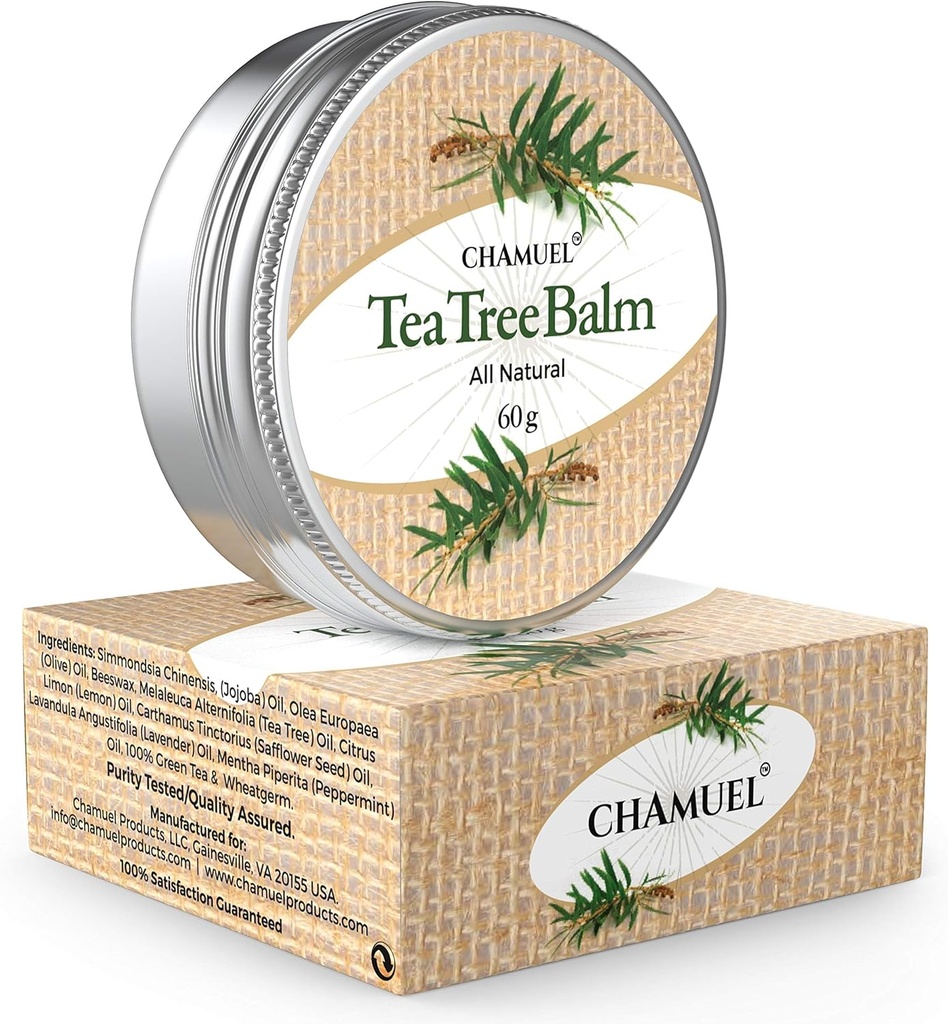 Chamuel Tea Tree Oil Balm - Alle naturlige Budd124; Stor Cream til beroligende Eksem, Psoriasis, udslæt, Jock Itch, Insect Bites, Folliculitis, Acne, Itches, Cracked Heels, Cuticles, Saddle Sores & mere!