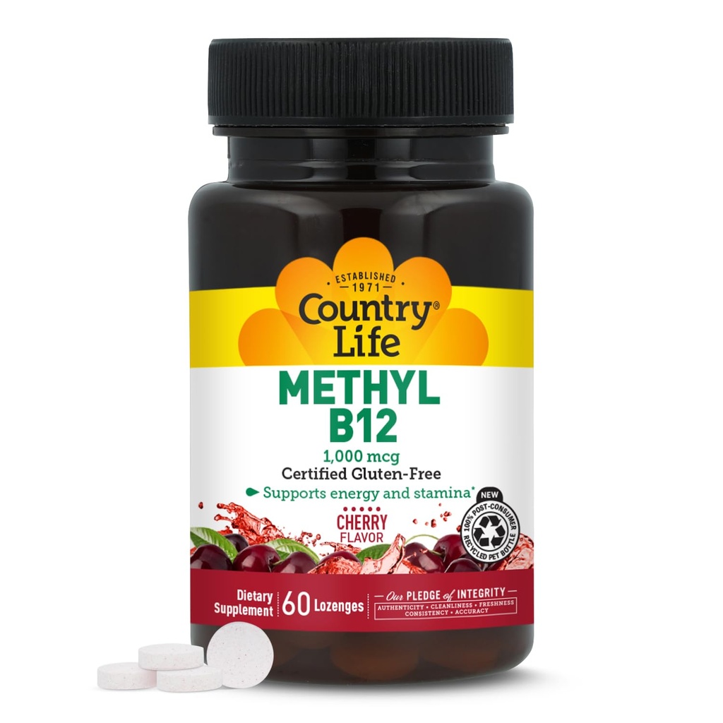 Country Life Methyl B- 12 kapsler, 1000 Mcg, 60 Greve