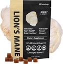 REAL Lions Mane Mushroom Gummies - Heart, Immunitet, Betændelse, Brain Support, Vegan, sukkerfri, GF, 30 TRUE Serveringer, 3.7oz