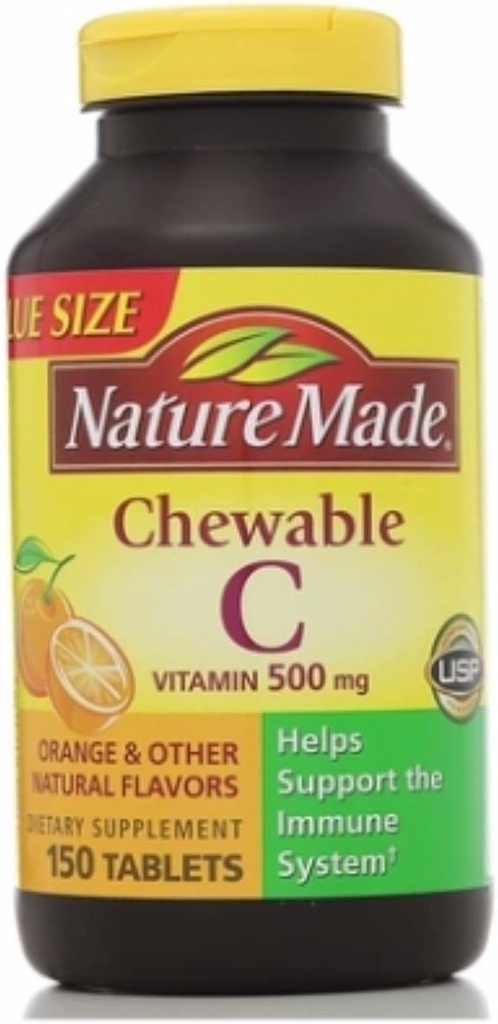 Nature Made Vitamin C 500 mg tyggetabletter 150 ea (pakke med 5)