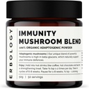 Erbologi Organic Immunity Mushroom Complex 50 Servering - Høj i Beta- glucans - Reishi, Cordyceps, Lions Mane, Tyrkiet Hale - Bæredygtigt dyrket i Europa - Vegan - Non- GMO - Ingen Tilføjet Fillers