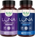 Nested Naturals Luna Sleep Aid Bundle ttesmå 124; Luna & Luna Melatonin- Gratis sovepiller med naturlige ingredienser Melatonin, Valarien, & mere (120 Greve)