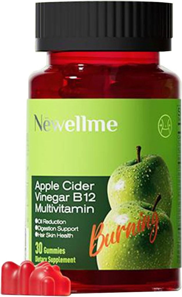MONTUE Apple Cider Vinegummi Gummier B12 Multivitamin, ACV supplement Gummy Vitaminer, Non GMO, Vegetarisk tillæg for kvinder & mænd, Support Normal Energy Nivels & Gut Health Gummies (30 Gummies)