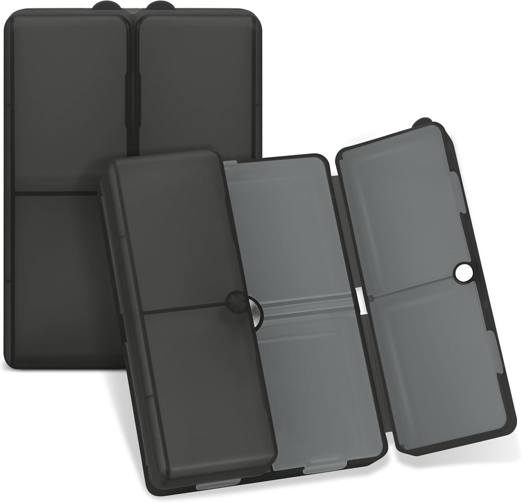 FIM Daily Pill Organizer, 7 afdelinger Portable Pill Case Travel Pill Organizer, [Folding Design] Stor Pill Box til purse Pocket til at holde vitaminer, Torve leverolie, Kosttilskud og medicin-Clear Black