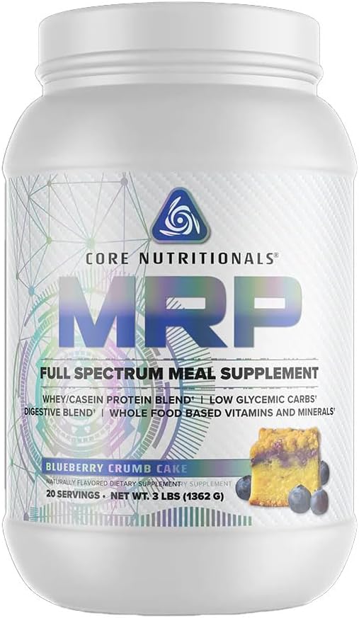 Core Nutritionals Platinum MRP Full Spectrum Meal Erstatning, Vedvarende udgivelse for All Day Aminosyre Support, 27G Protein, 20 Servere (Blueberry Crumb Cake)