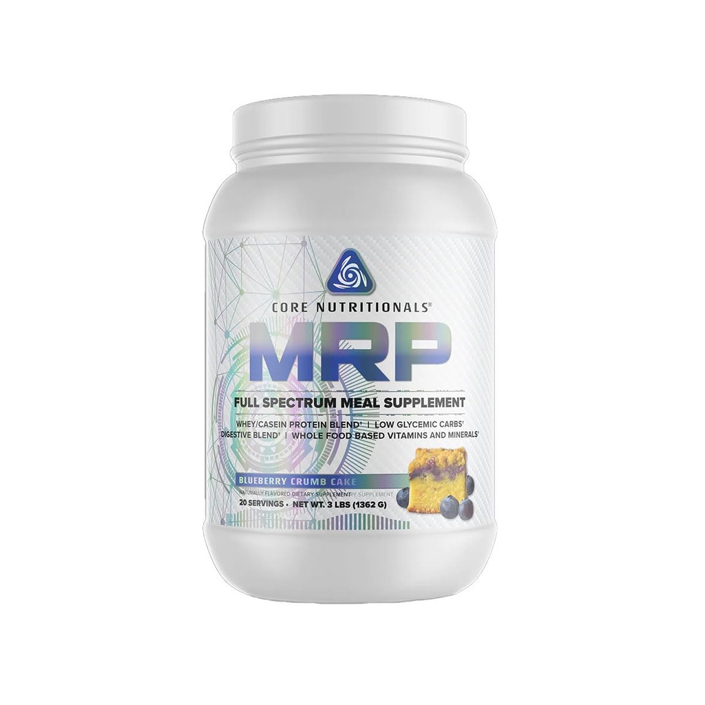 Core Nutritionals Platinum MRP Full Spectrum Meal Erstatning, Vedvarende udgivelse for All Day Aminosyre Support, 27G Protein, 20 Servere (Blueberry Crumb Cake)