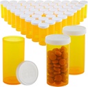 50- Pack Pill Flasker Tomme med Caps - 13 Pill Dram Plastic Medicine Flasker - Plastic Hætteglas - Containers for receptpligtig medicin, vitaminer og kosttilskud - Orange