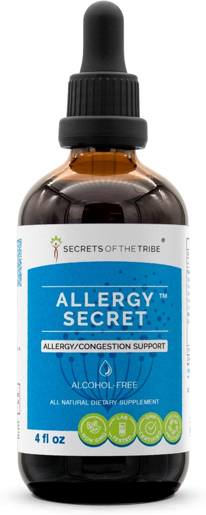 Allergi Secret Alkohol- Free Extract, Tinktur, Glycerit Rosemary, Mullein Leaf, Marshmallow, Stinging Nettle, Eyebright. Allergi / kapacitetsstøtte (4 FL OZ)
