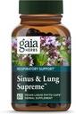 Gaia urter Sinus & Lung Supreme - Lung Support for Respiratory Health - Sinus Support -Vegan, Gluten- Free & Dairy Free - Plantbaseret formel - 60 kapsler