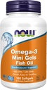 NOW Supplements, Omega-3 Mini Gels, 180 EPA/120 DHA, Molecularly Distilled, Cardiovascular Support*, 180 Softgels