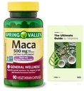 Generisk Spring Valley Maca Root 500mg kapsler, Organic Maca Root til kvinder og mænd + Eksklusiv VitaMax Vitamin Guide (2 genstande)