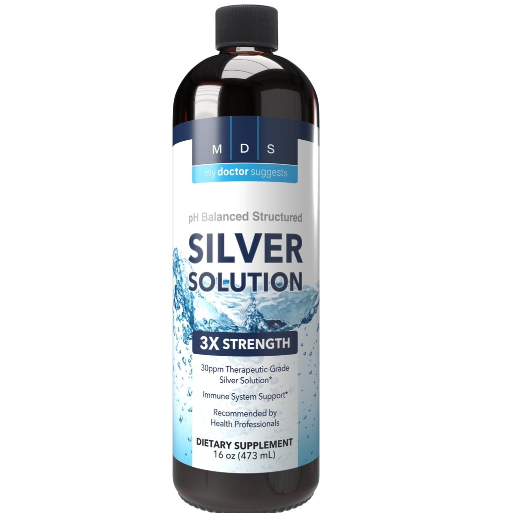Alkaline Structured Silver Liquid Supplement 30ppm - Immun og Gut Health Support - Ekstra styrke Structured Kolloid Sølv Mineral Kosttilskud - Made in USA (16 oz)
