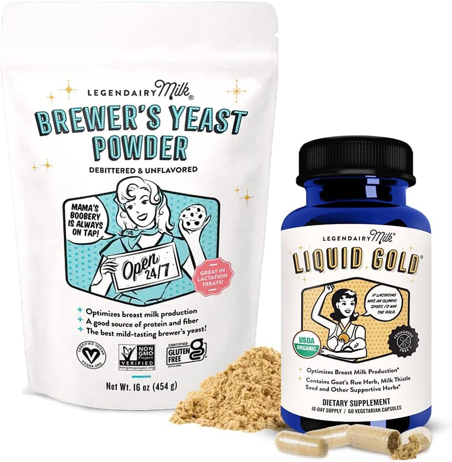 Legendairy Milk Liquid Gold + Brewer 's Gær, Amning Kosttilskud til Milk Supply - Amning Support til Brystmælk Produktion - Fenugreek- Free, Non- GMO,