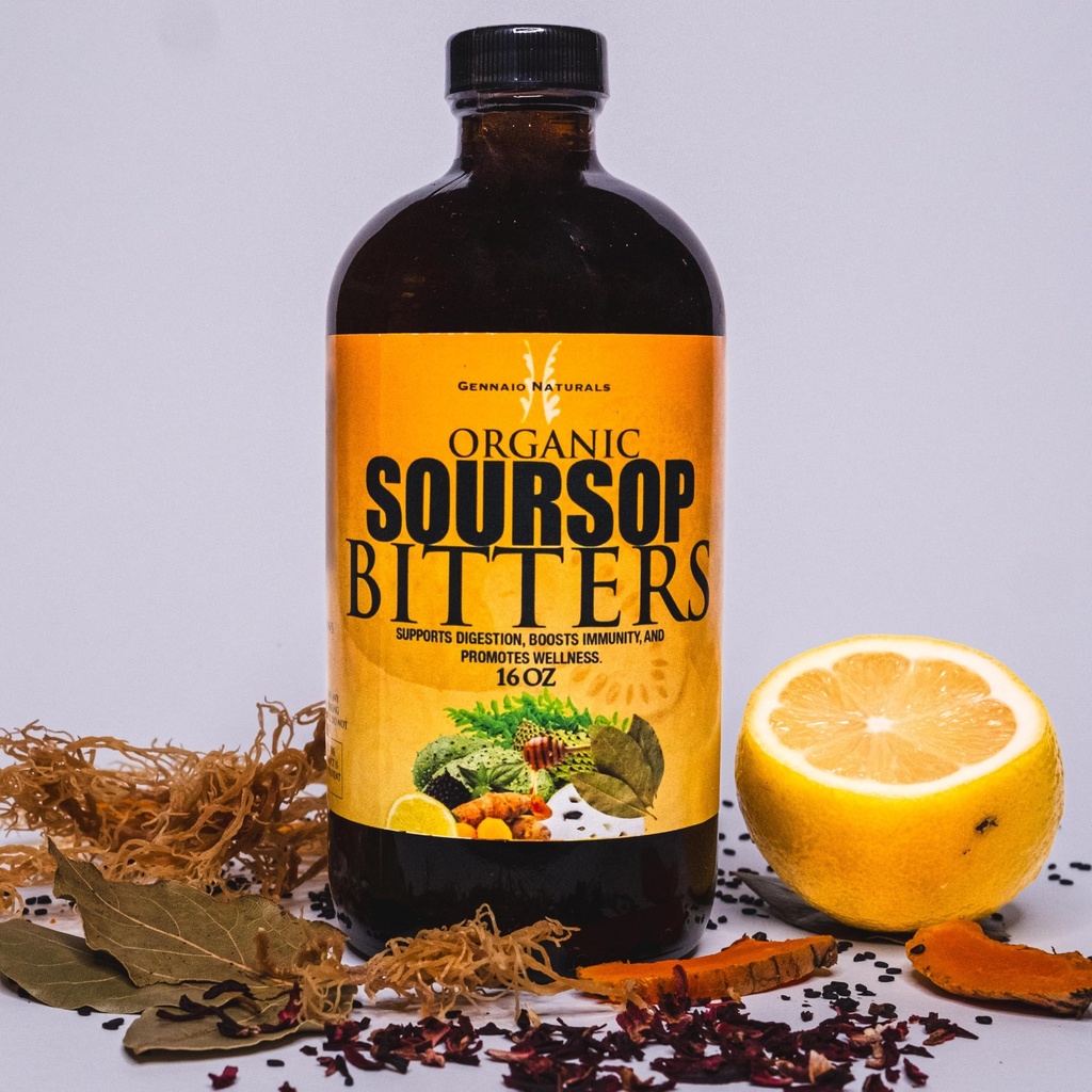 Organic Soursop Bitters, 16 oz, Immune, Vitaity and Total Health Support Supplement