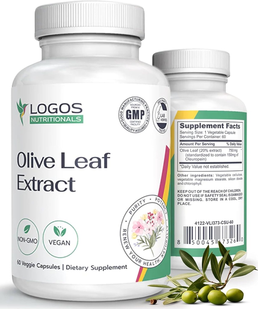 Olive Leaf Extract Capsules - immunsupplement til mænd og kvinder, polyphenol og flavonoid for samlede wellness - ikke-GMO og Vegansk Olivenoliekapsler - 60 Tæl