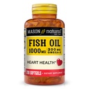 MASON NATURAL Omega, 3 Fish Oil, 200, Day Supply, 1000 mg med EPA og DHA til fælles støtte, Softgel piller